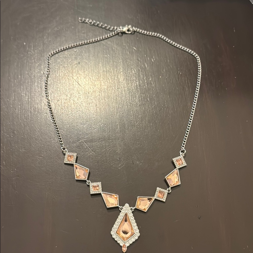 Elegant Silver and Peach Necklace
